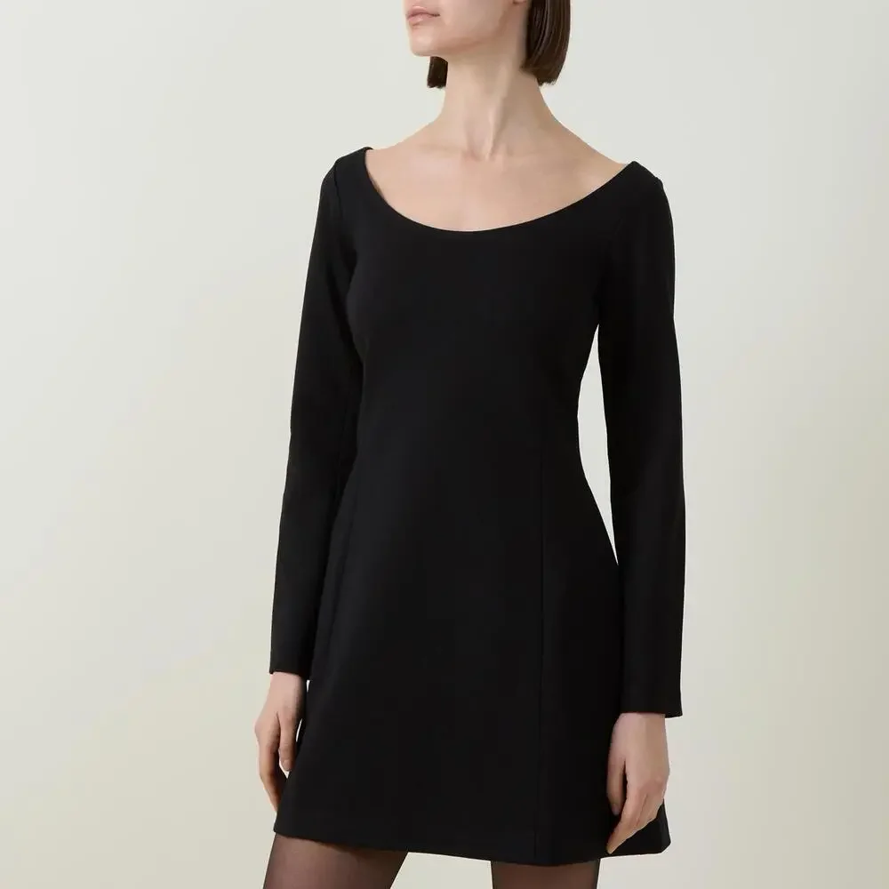 New SPANX Ballet Ponte Long Sleeve Mini Dress In Black Size S $168 - Picture 1 of 11
